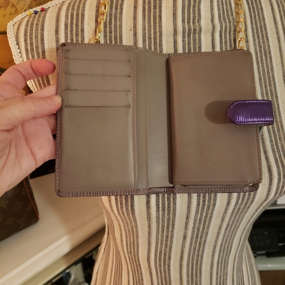 Authentic Louis Vuitton EPI Wallet Handbag Metallic Purple Clutch 💜 Kisslock - Picture 5 of 8